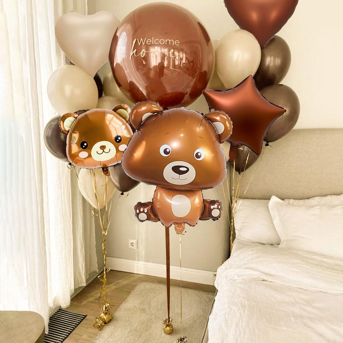 (6er Set) Kinder Folien Ballon Geburtstags Party Deko Luftballon - Bär