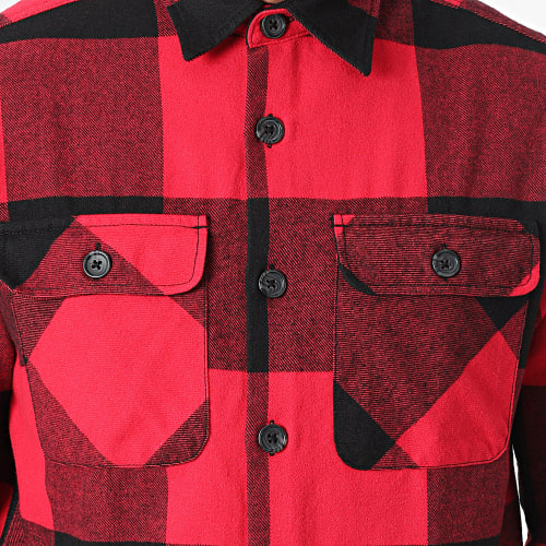 Chemise Manches Longues A Carreaux Darren Rouge Noir