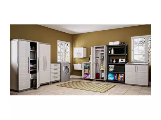 Armoire de rangement polyvalente Excellence Beige et taupe 182cm