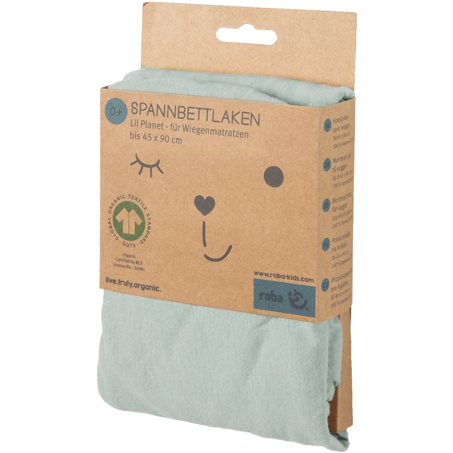 roba Spannbettlaken Jersey Lil Planet frosty green 40x90 cm 45x90 cm