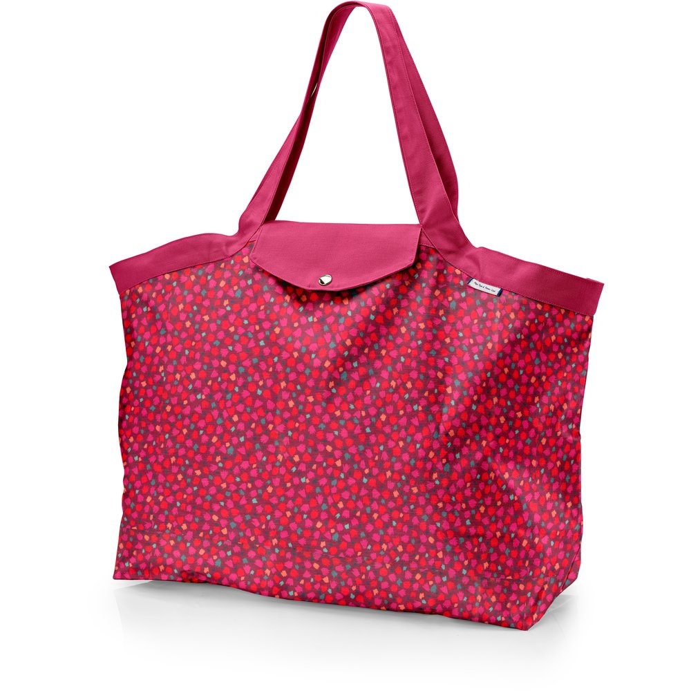 Grand Sac Cabas En Tissu Pompons Cerise