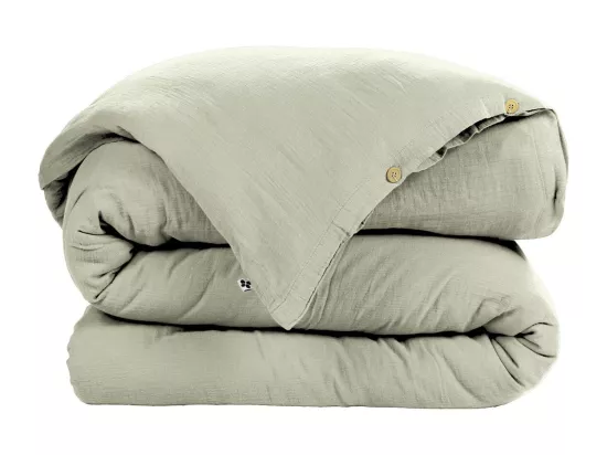 OUREA - Housse de Couette 260x240cm Gaze de Coton Vert d'Eau