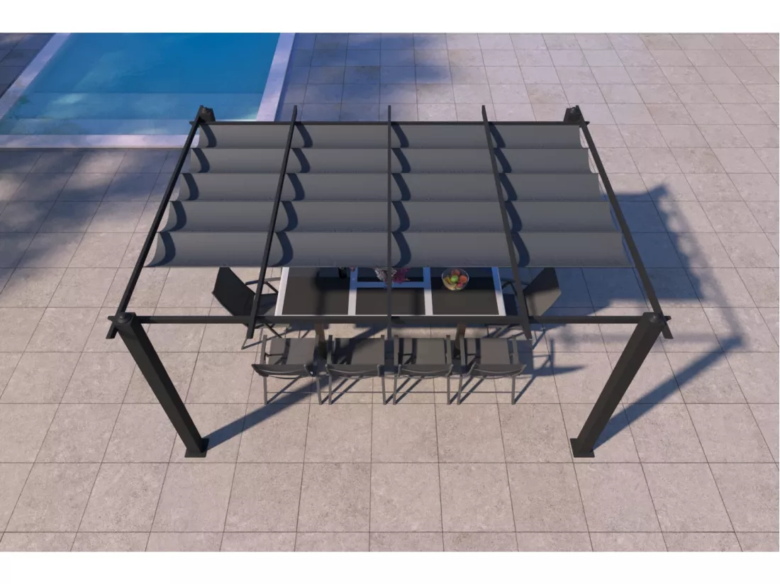 Pergola 4x3m auto-portée avec toile rétractable NILA