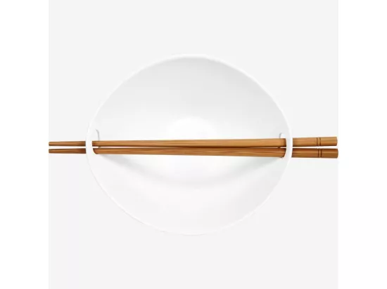 HABITAT - Bol de nouilles avec baguettes en porcelaine - 8 cm - Blanc (Lot de 4) - Jersey