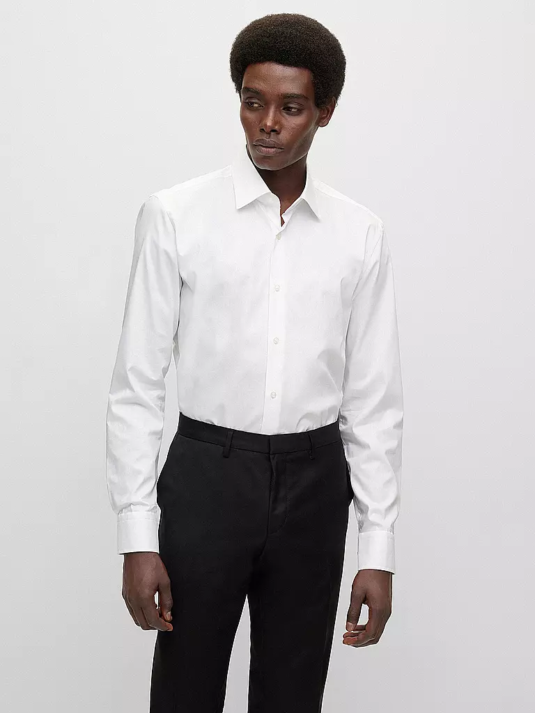 BOSS Hemd Slim Fit H-HANK weiss