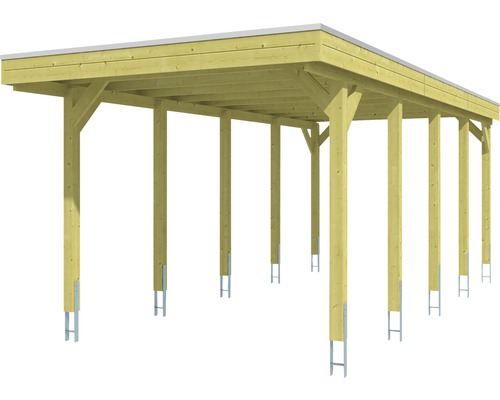SKAN HOLZ Friesland enkele carport inclusief EPDM dakbedekking en H-paalankers, 314 x 708 cm, geïmpregneerd