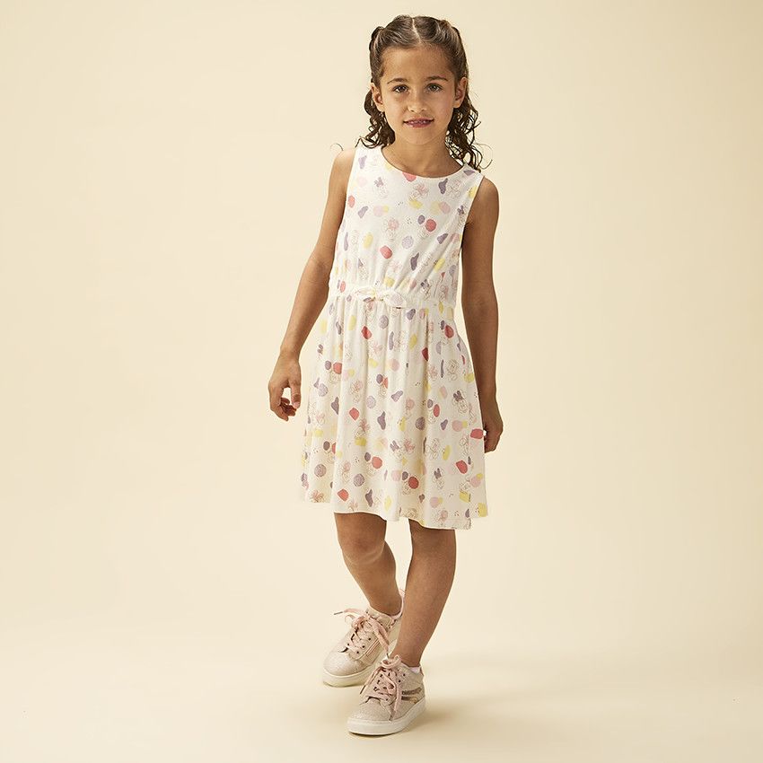 Robe sans manches imprimé Minnie Disney pour fille - Ecru