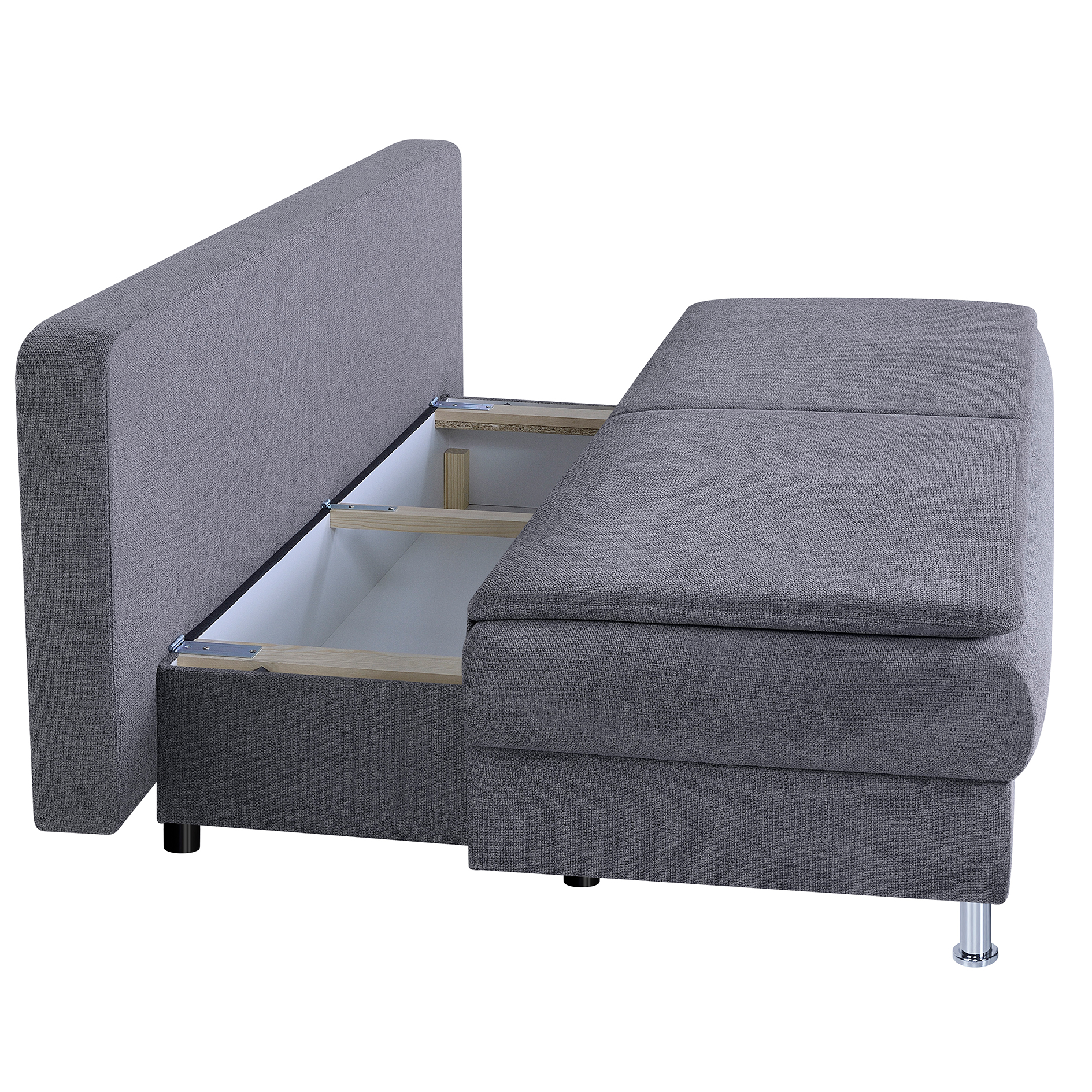 Schlafsofa - mocca - Staukasten - integrierter Topper
