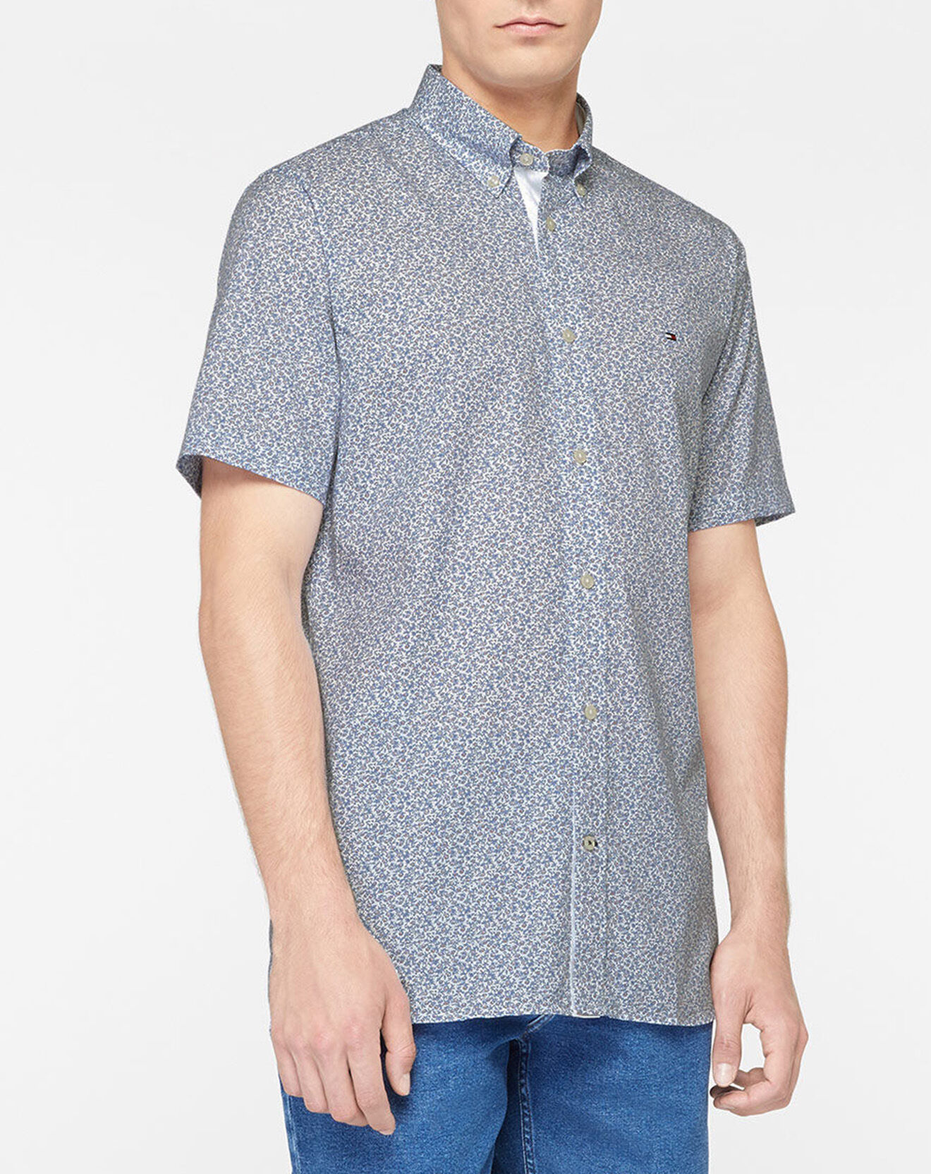 Tommy Hilfiger Chemise Regular Soft à fleurs  bleu/blanc