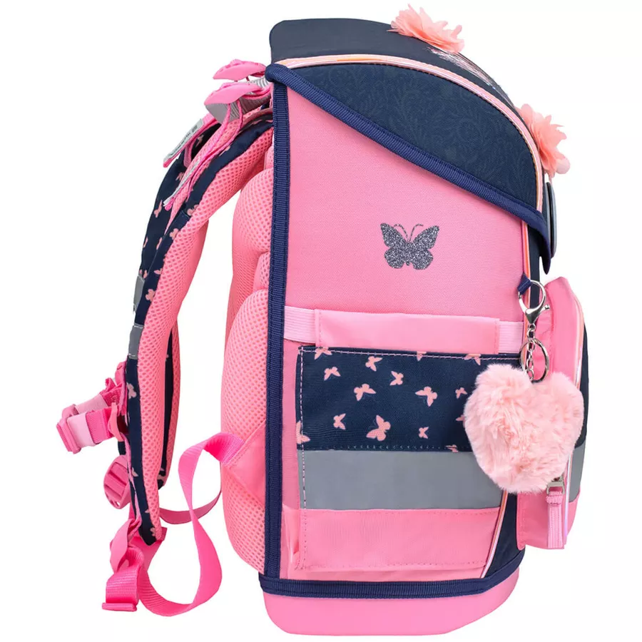 Belmil Schulranzen Compact Schulranzen Set 4-teilig mit Brustgurt Beautiful Flowers