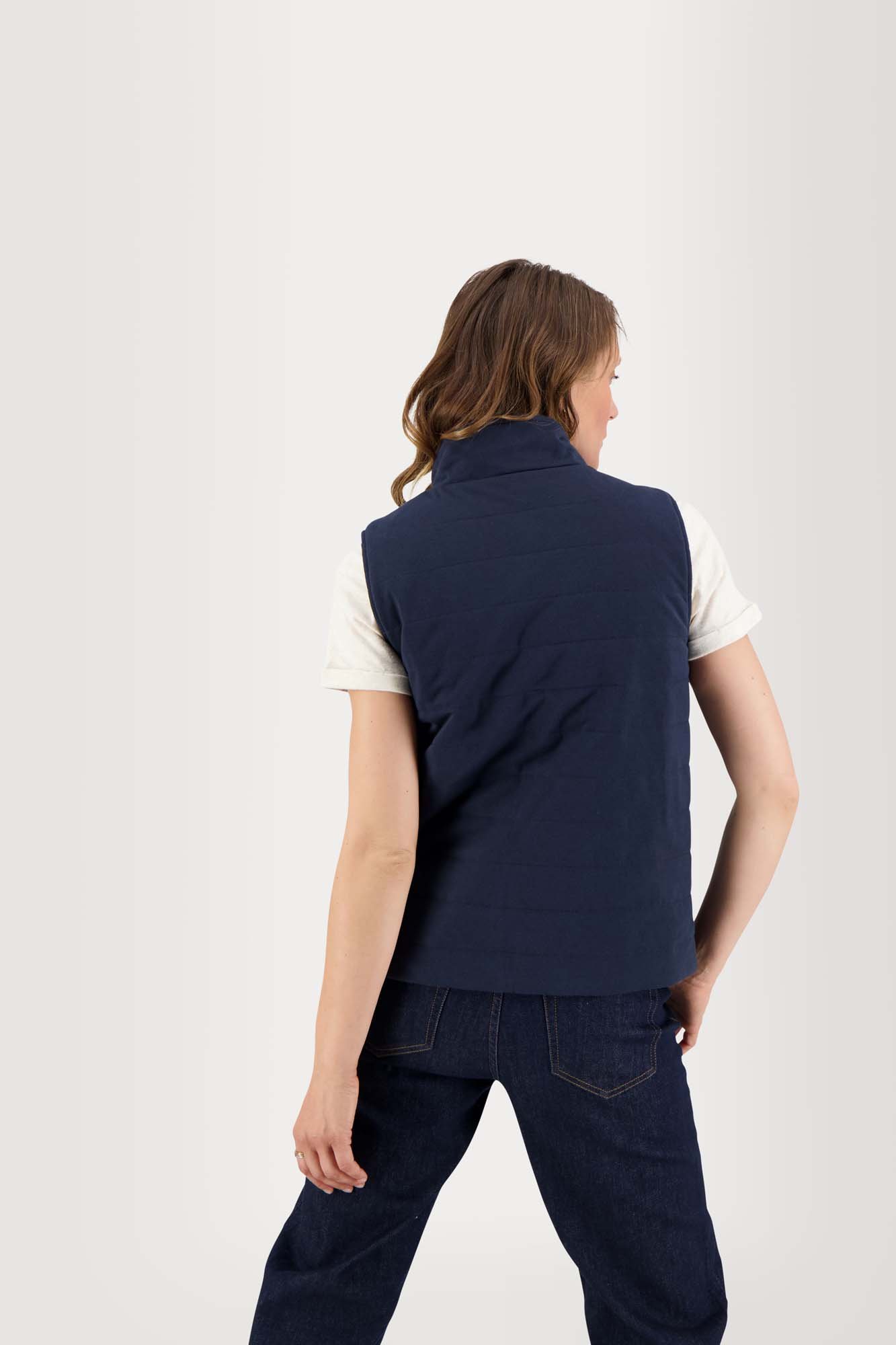 Veste Femme Sans Manches Reversible Ivoire et Marine