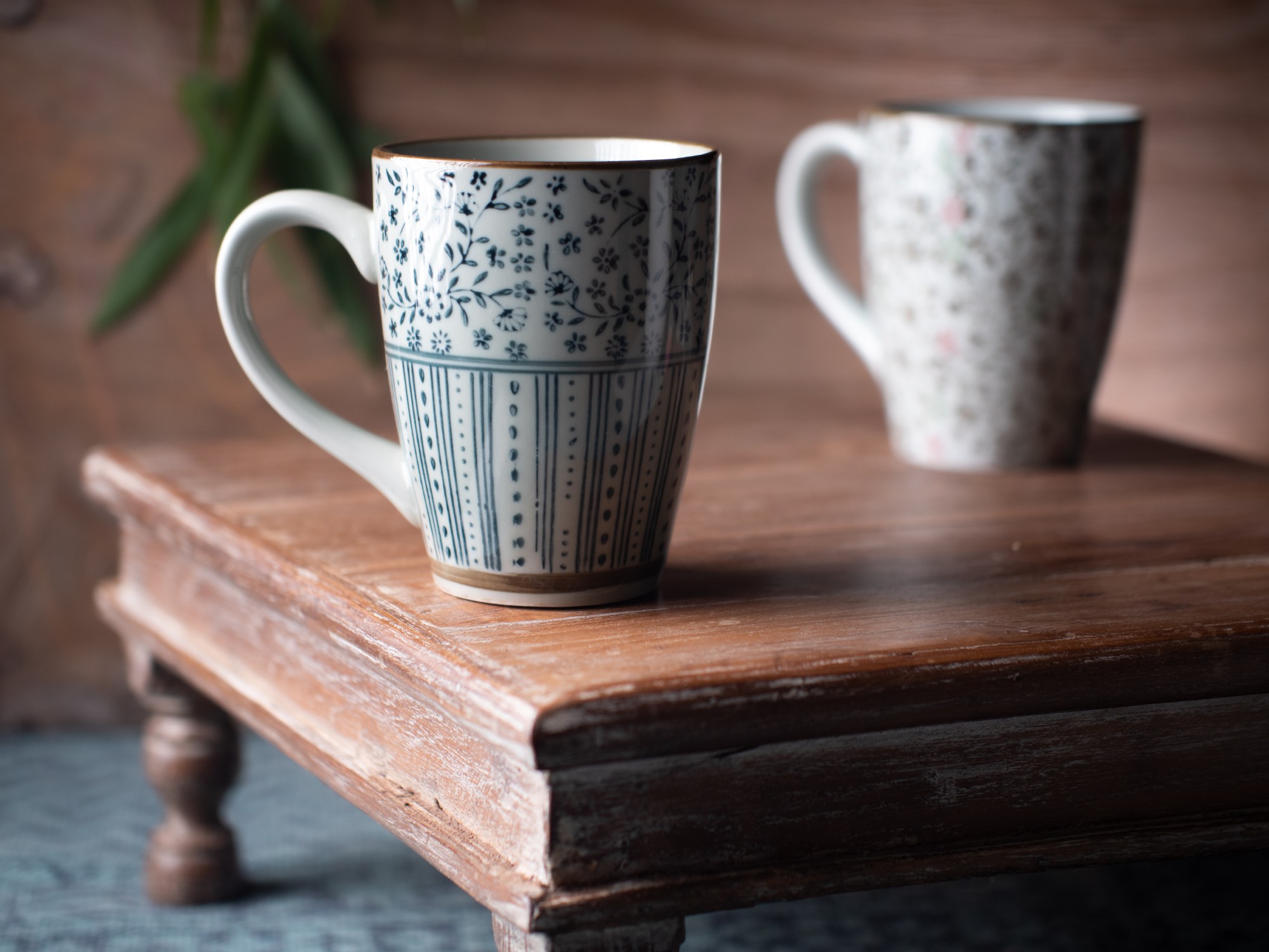 Tasse Gordes 'Fries', grau, blau, H 12 cm, Ø 9,5 cm zu 4,80