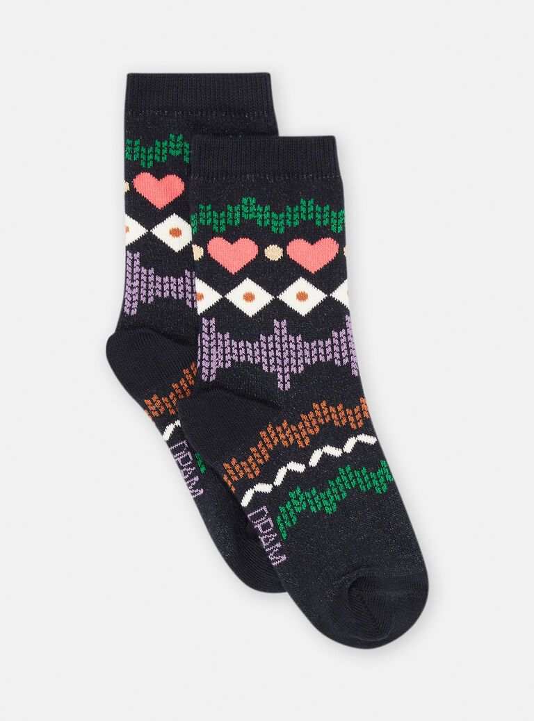 Chaussettes noirine à motifs jacquard pour fille