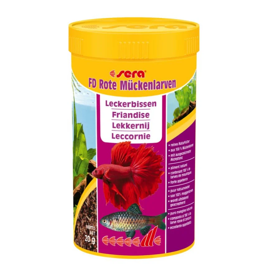 Larvas vermelhas Sera FD para peixes