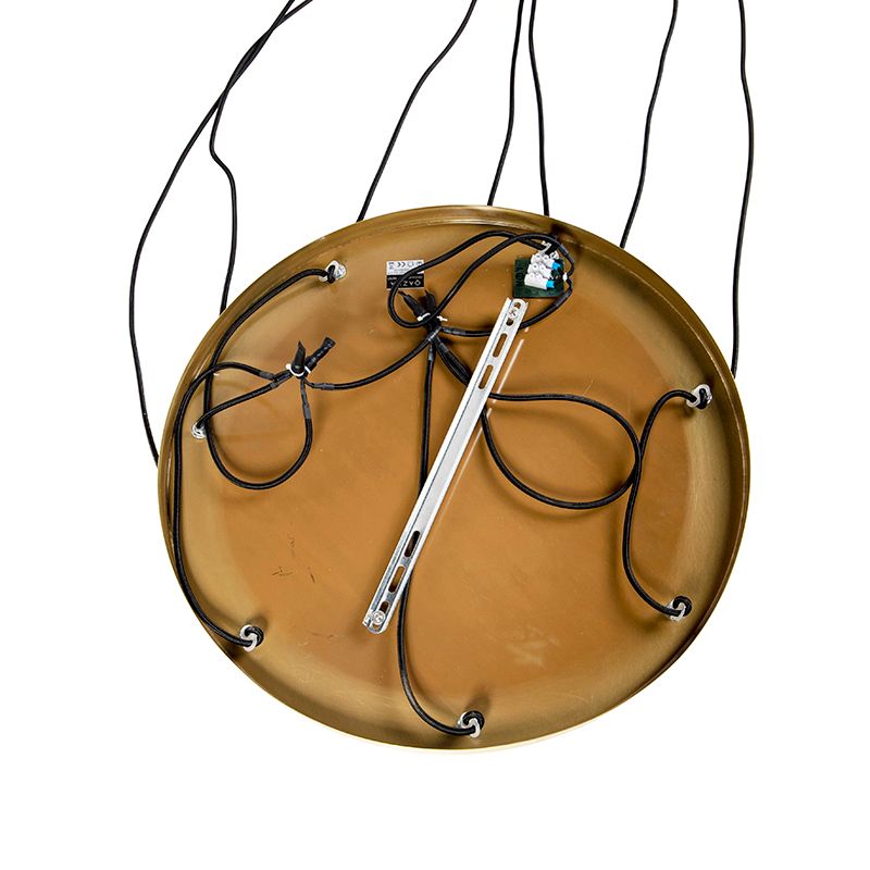 Art deco hanglamp messing met blauw glas 7-lichts - Pallon