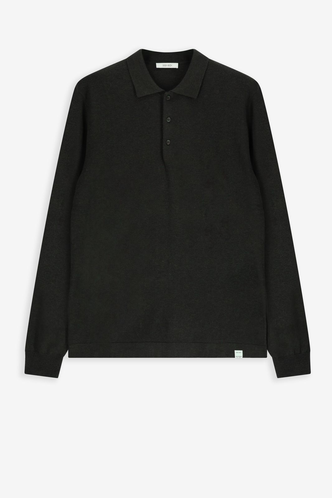 Donkergroene merino wollen polo