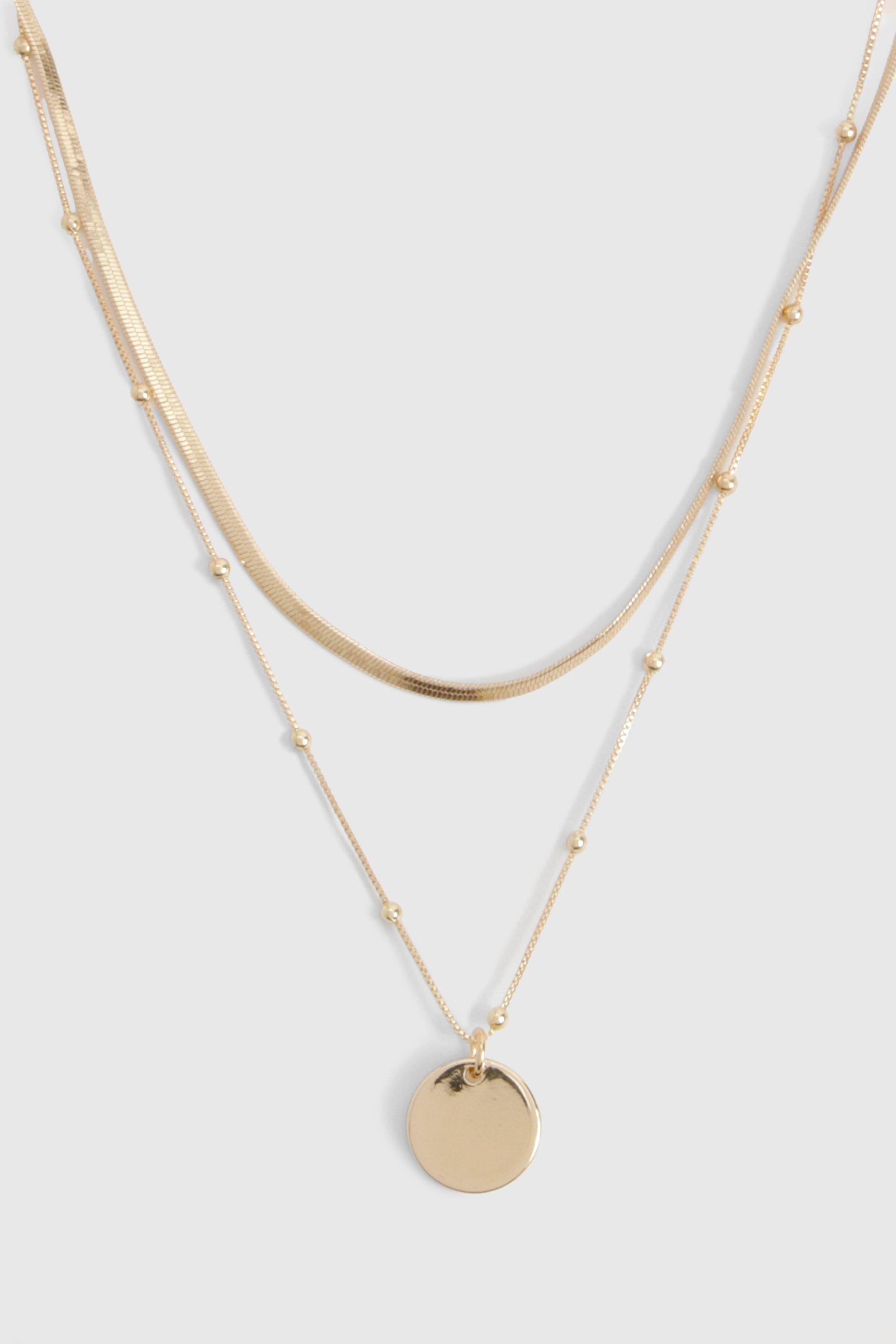 boohoo Collier Pendentif Délicat En Or À Chaînes Superposées