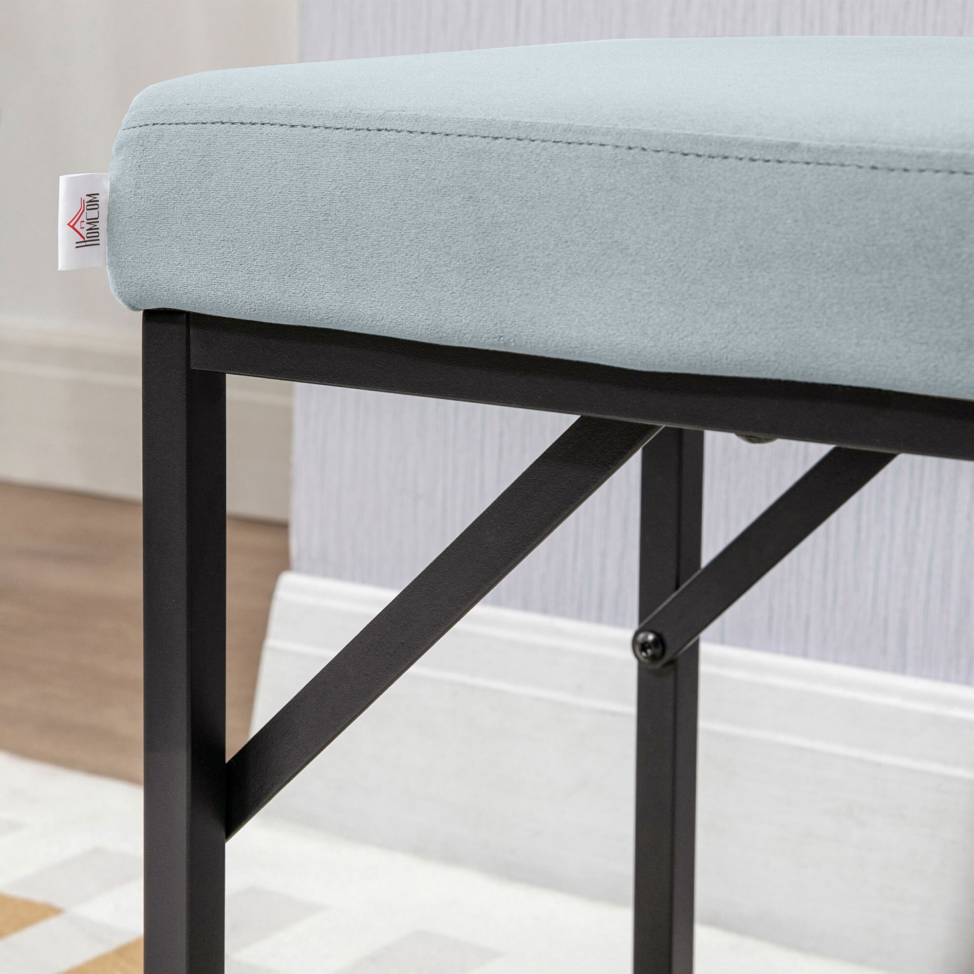 HOMCOM Sitzbank mit Samtoptik blau 100L x 35B x 47H cm