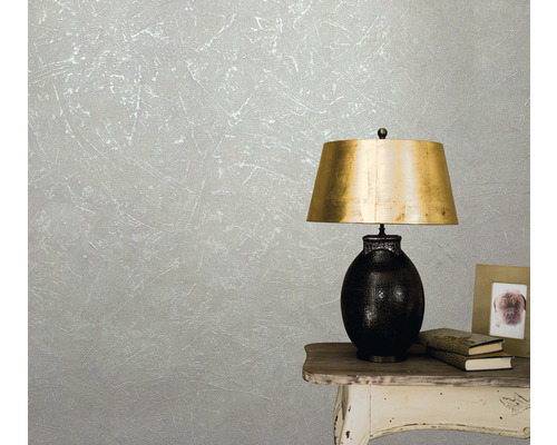 Vliesbehang 32813 Vintage Deluxe effen zilver