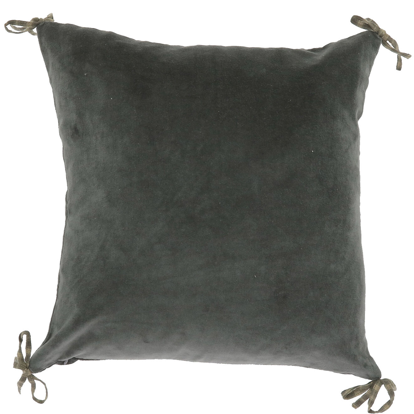 En Fil d'Indienne Housse de Coussin en Velours de Coton anthracite  - 45x45 cm