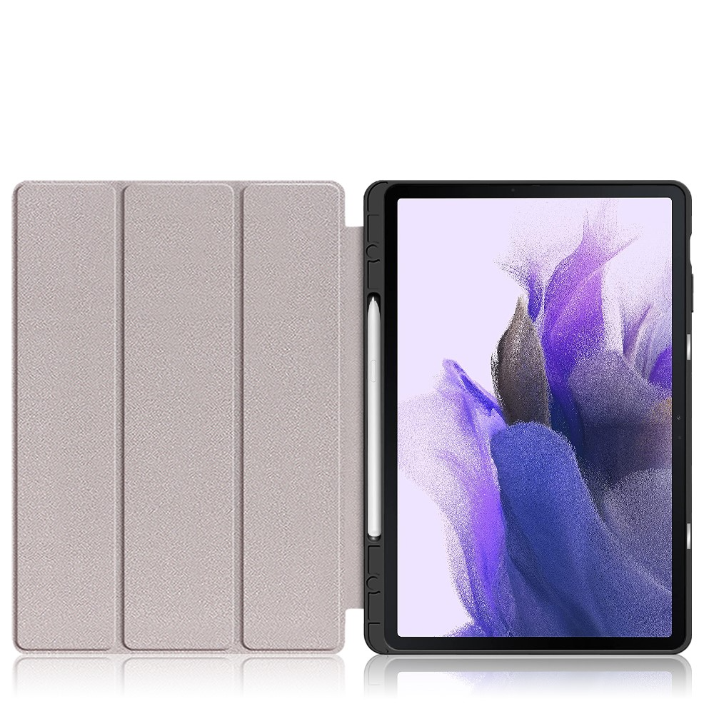 Samsung Galaxy Tab S8  Plus / Tab S7  Plus / Tab S7 FE 5G Leder Tasche Smart Cover Hülle S-Pen Halterung - Schwarz