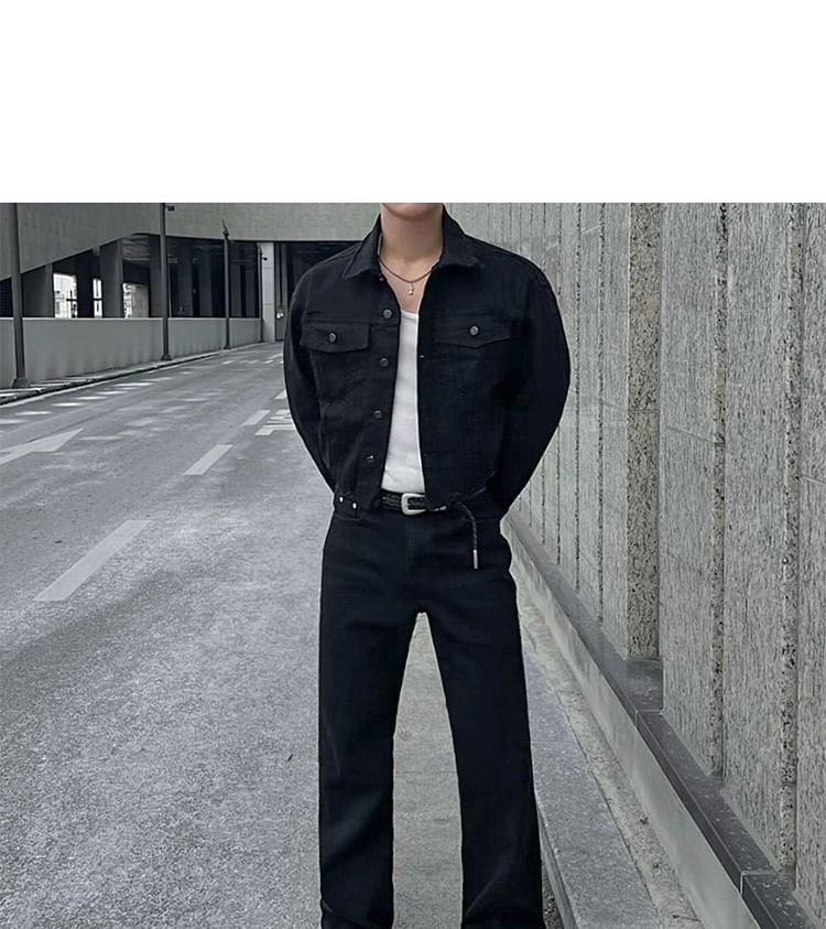 MRCYC - Cropped denim jack met reverskraag