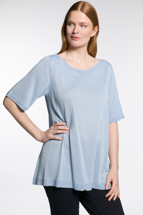 Pullover, Metallic-Schimmer, U-Boot-Ausschnitt, Halbarm