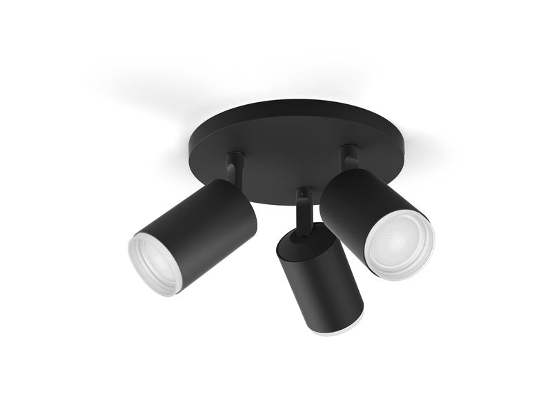 Philips Hue White & Color Ambiance Fugato 3er-Spot Schwarz 3er-Spot mit Weisstönen und mehr als 16 Millionen Farben