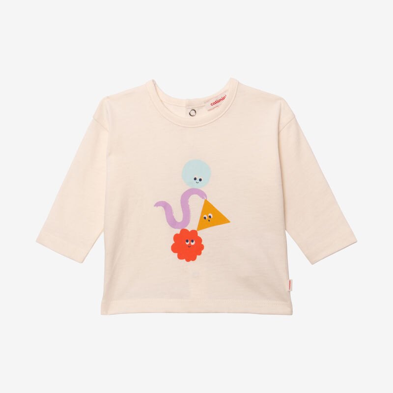 T-shirt bébé garçon arty ludique en coton recyclé blanc Catimini Blanc