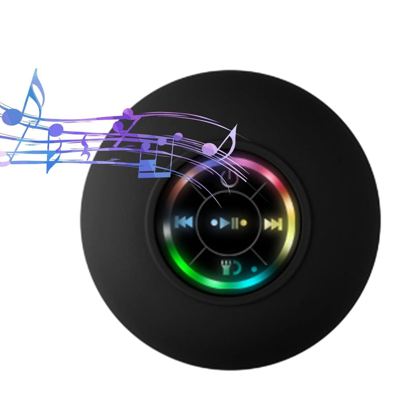 Portabler Mini Bluetooth Dusch Lautsprecher mit Saugnapf Halterung Wasserfest für das Badezimmer (IPX4) - Schwarz