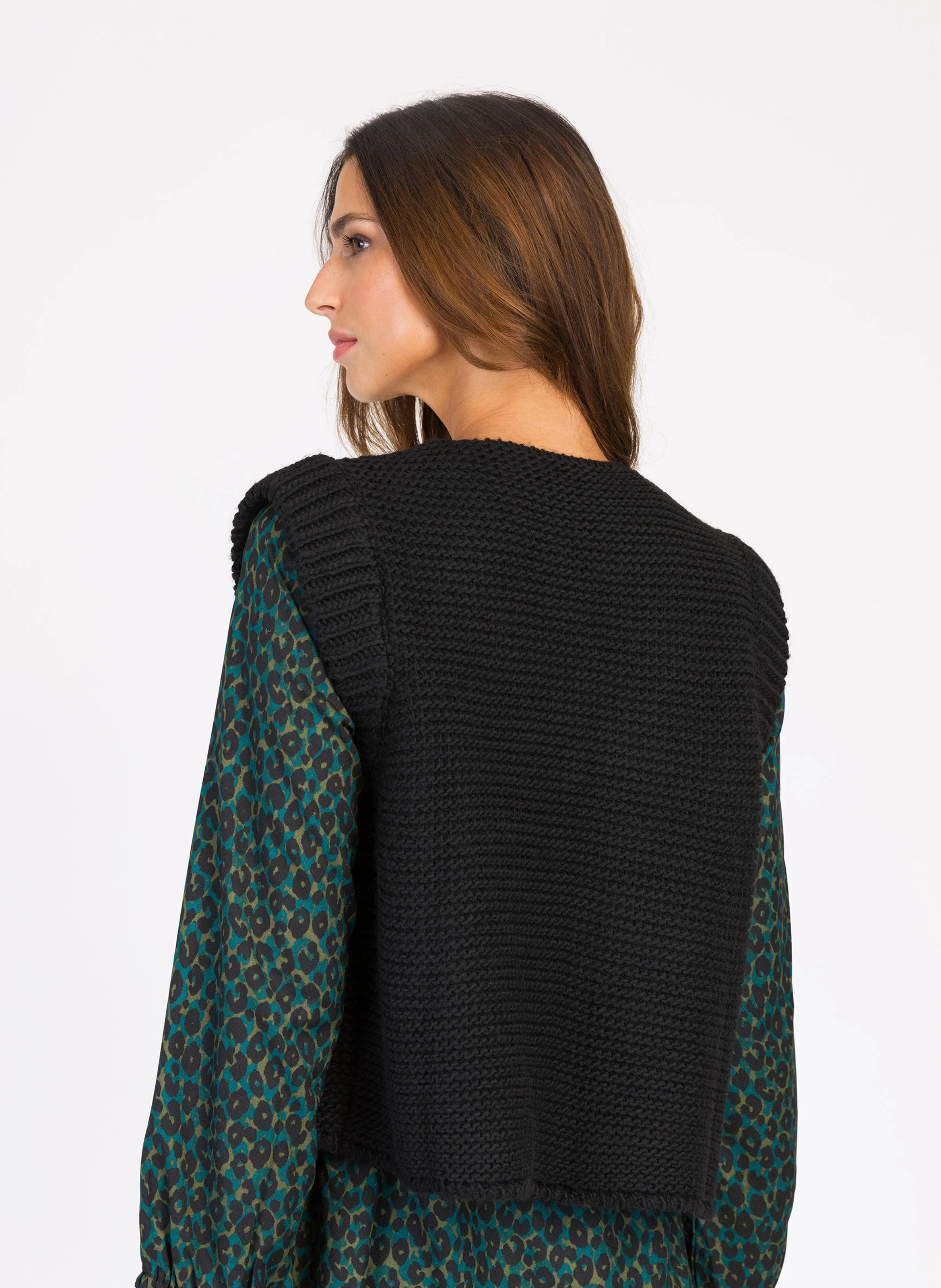 LEGRINGOU - Cardigan droit en maille | Noir