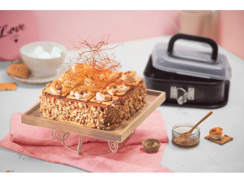 Kaiser Springform Quadratisch mit Transporthaube Quadratische Kuchenform 24 cm x 24 cm