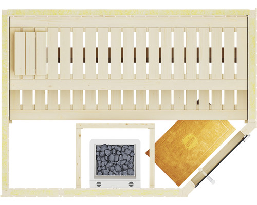 Weka Varberg 1 modulaire sauna zonder oven, met raam en grafietkleurige volledig glazen deur