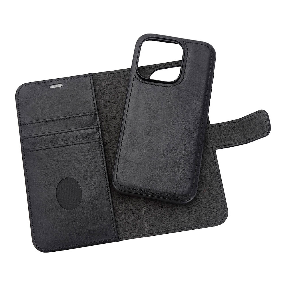 RadiCover iPhone 15 Pro Wallet Case 2i1 Anti-stråling Læder MagS Sort - 1 stk.