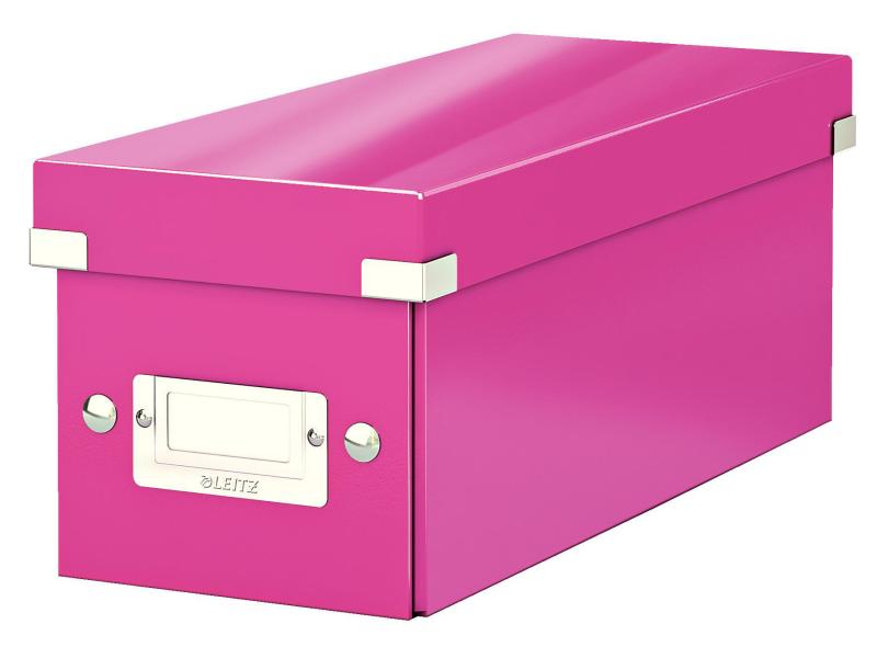 Leitz Aufbewahrungsbox 30 CD-Hüllen, Pink Zusammenfaltbare Aufbewahrungslösung für CDs, pink