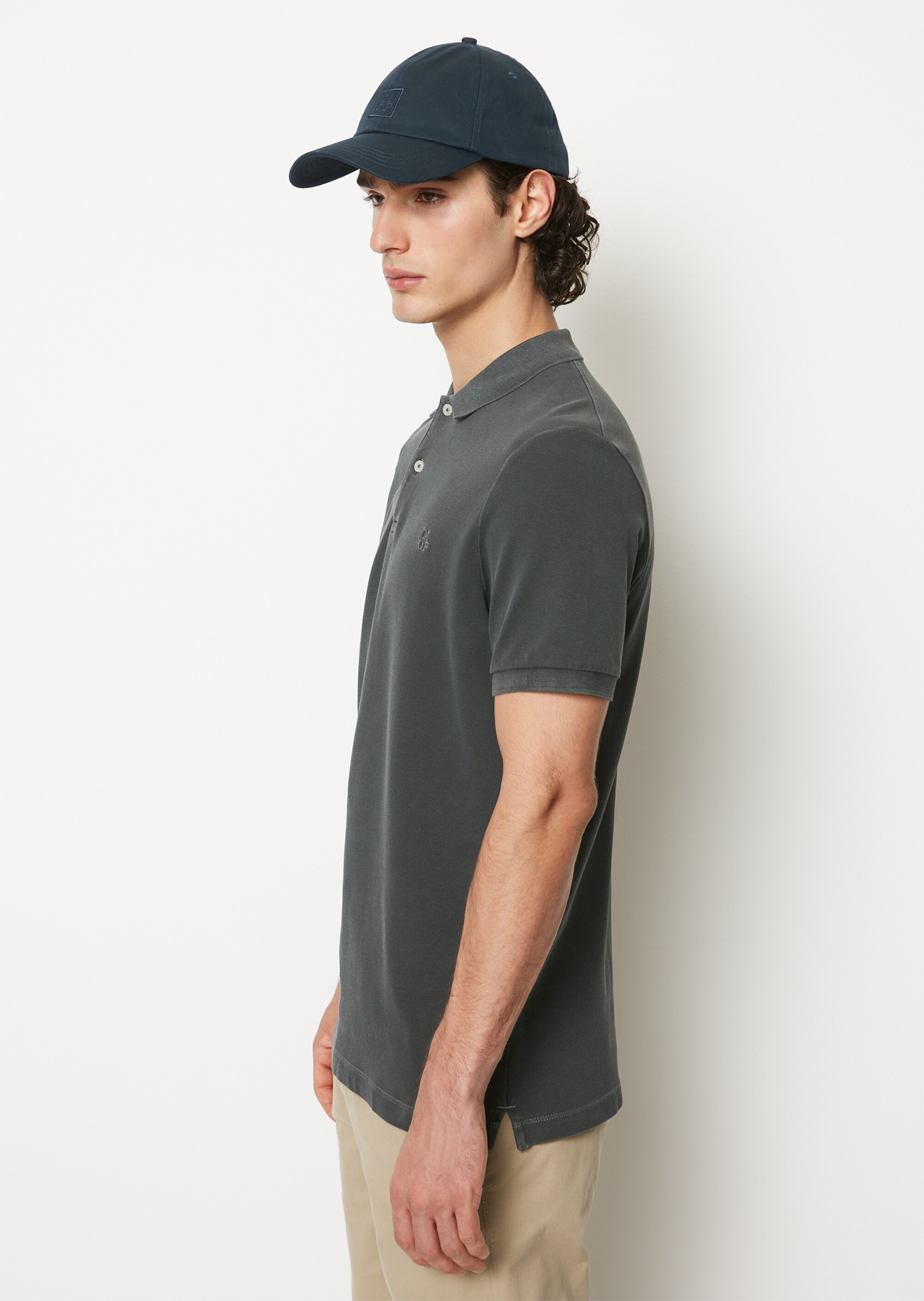 Kurzarm-Poloshirt Piqué shaped aus Organic Cotton-Stretch