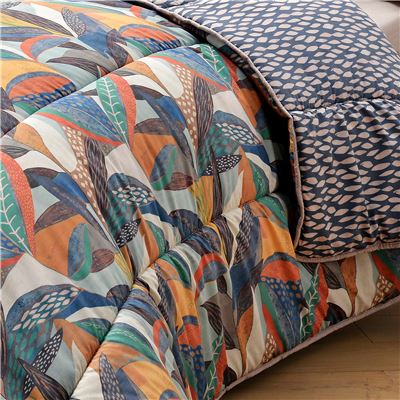 Couette DÉCO DOUBLE FACE motif feuillage - Becquet Création - Légère ou chaude