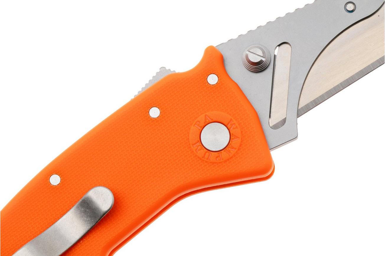 Demko Razor-Shark, RAZOR-SHARK-ORANGE, Satin Stainless Steel, Orange GRN utility zakmes