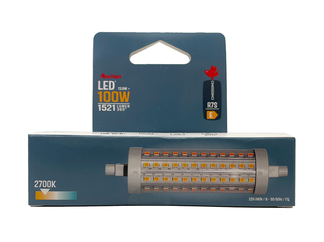 LÂMPADA LED AUCHAN R7S 100W 118MM LUZ AMARELA