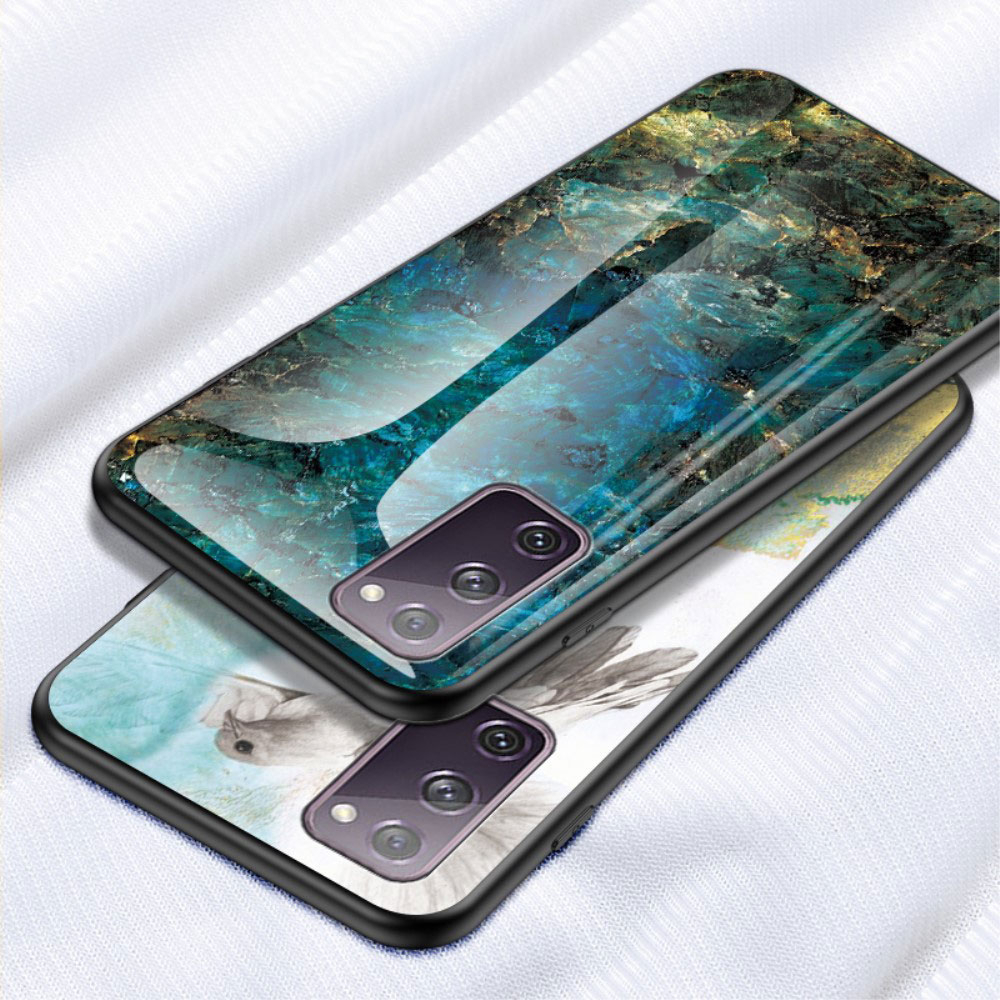 Samsung Galaxy S21 FE 5G Hardcase Hybrid Schutzhülle Glas Rückseite Marmor Marble - Weiss
