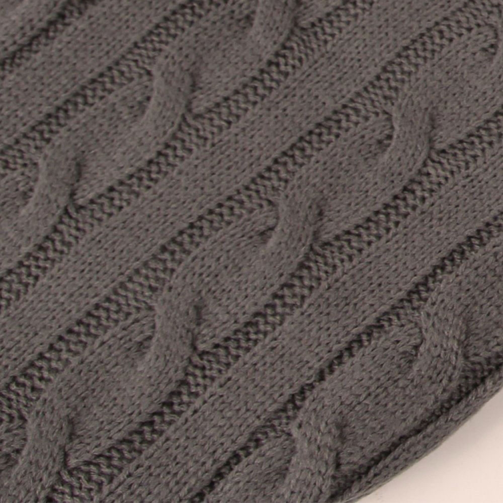 (63x36cm) Baby Strick Schlafsack Kuschel Winter Decke mit Fell für Kinderwagen - Dunkelgrau