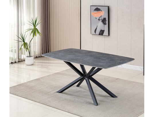 CONCEPT1 - Table Abraham gris anthracite 180x90x75 H 100% céramique