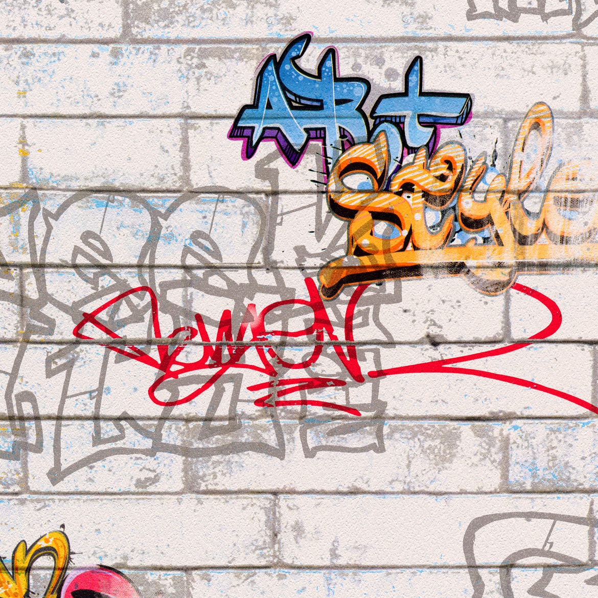 Papiertapete BOYS & GIRLS 6 - bunt-weiß - 10 Meter