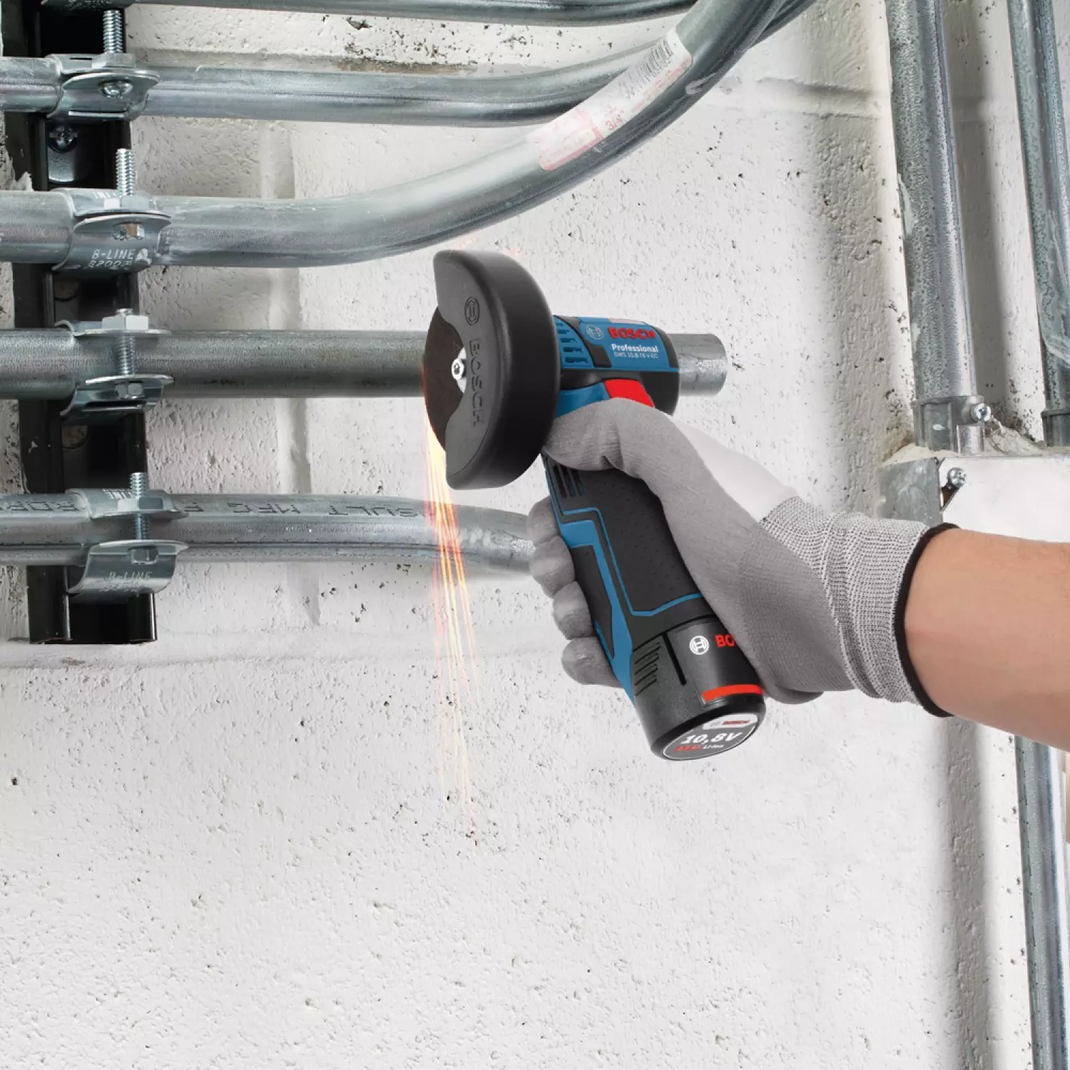 Bosch GWS 12V-76 12V Li-Ion Accu haakse slijper body in L-Boxx - 76mm - koolborstelloos