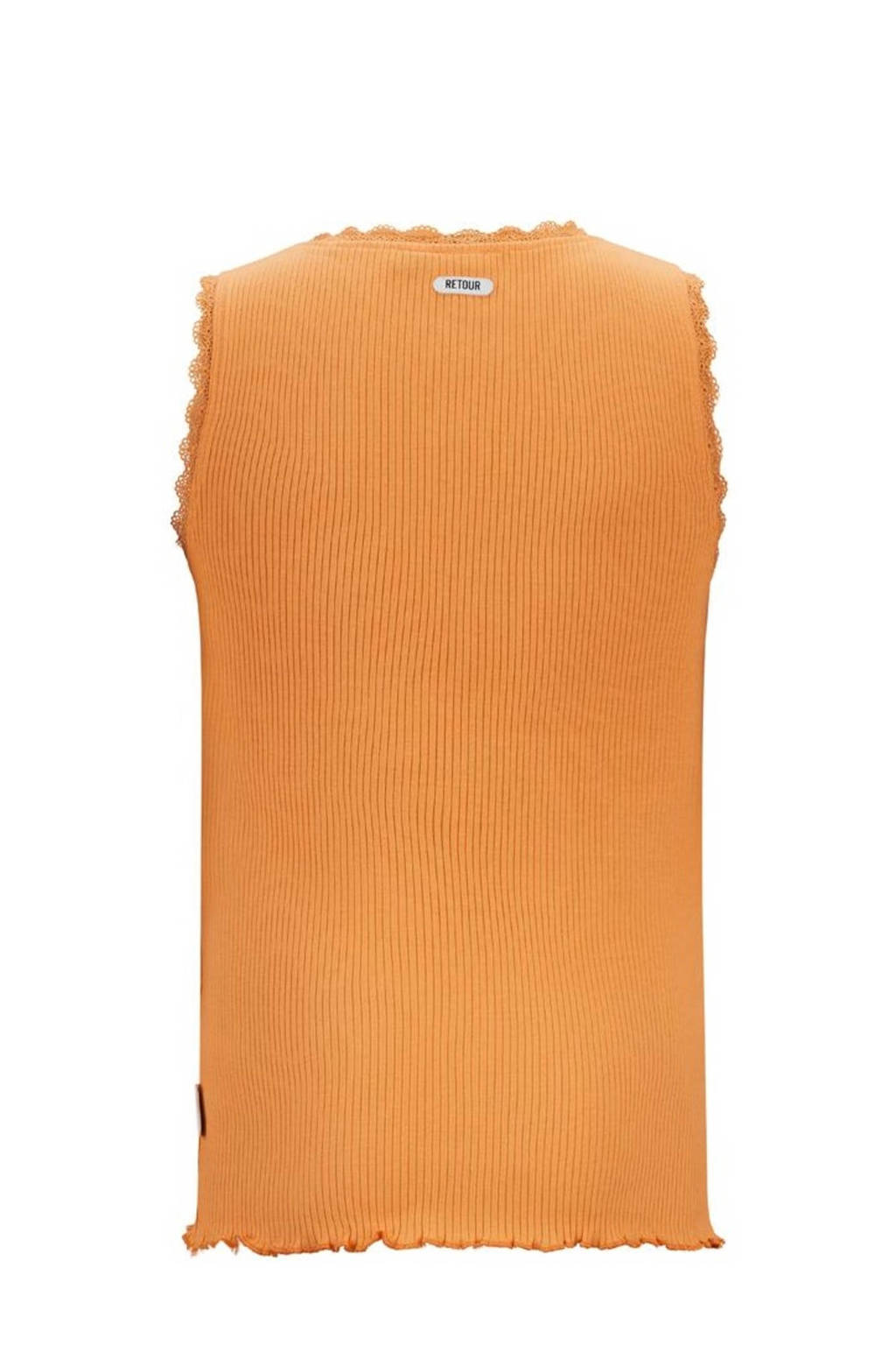 Retour Jeans ribgebreid T-shirt Orlene met kant oranje
