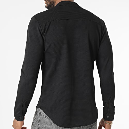 Chemise Manches Longues Col Mao Noir