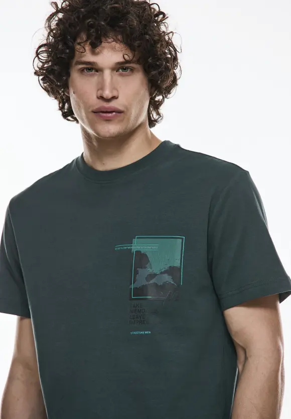 T-Shirt mit Brustprint - dark urban green