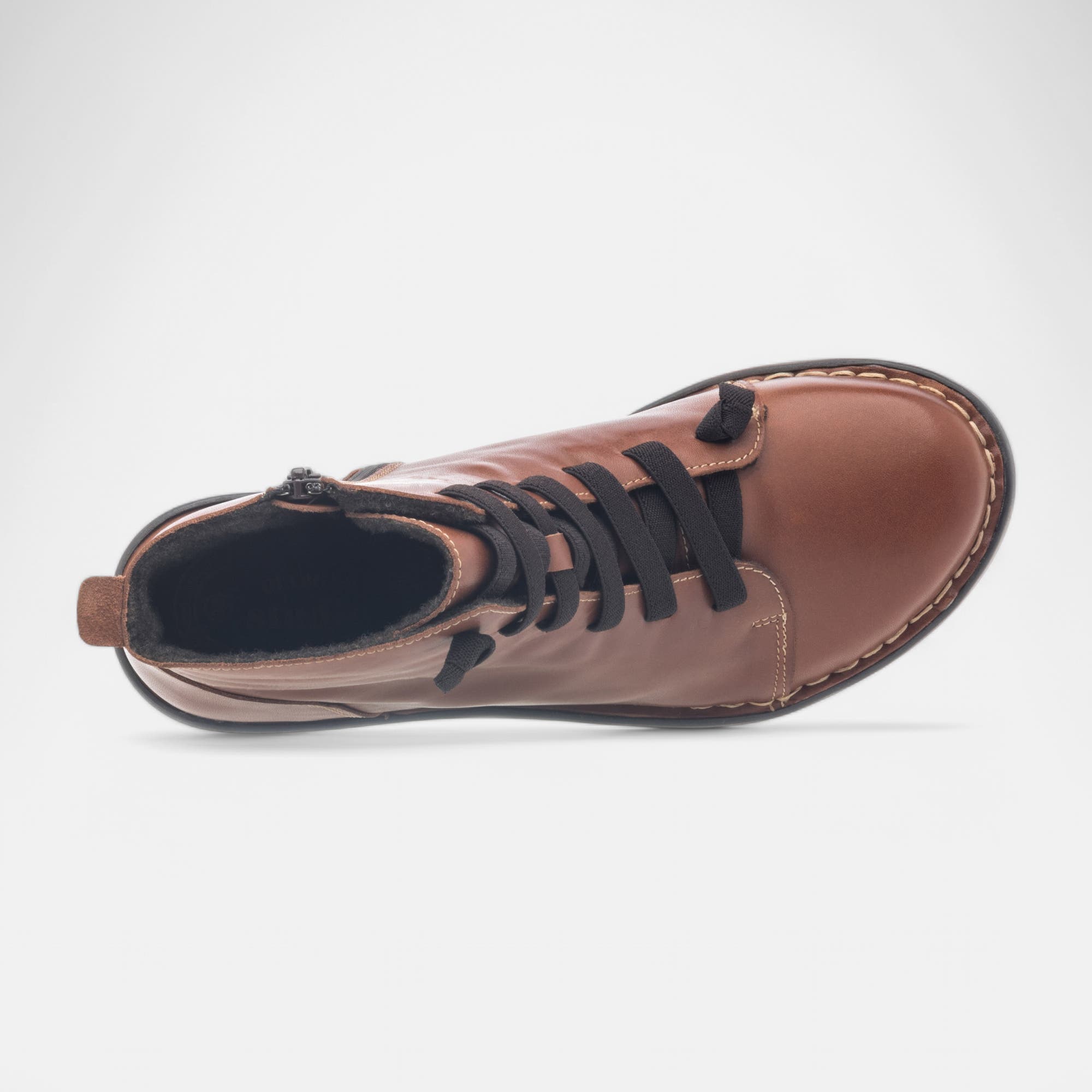 Bottines à lacets Femme en cuir cognac
