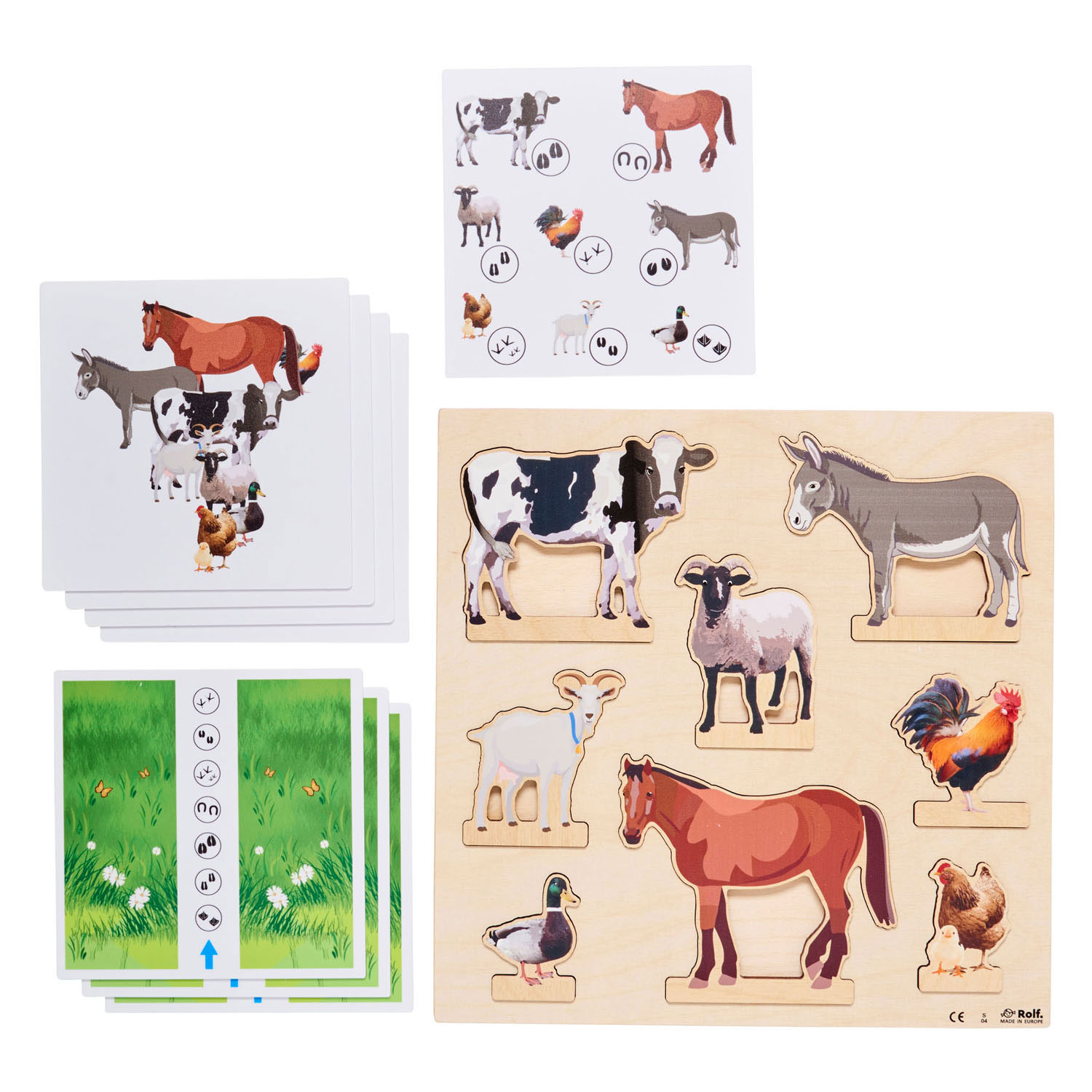 Rolf More - Houten Puzzelplank Boerderij, 8st.