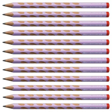 Ergonomischer Dreikant-Bleistift für Rechtshänder - STABILO EASYgraph in pastelllila - 12er Pack - Härtegrad HB